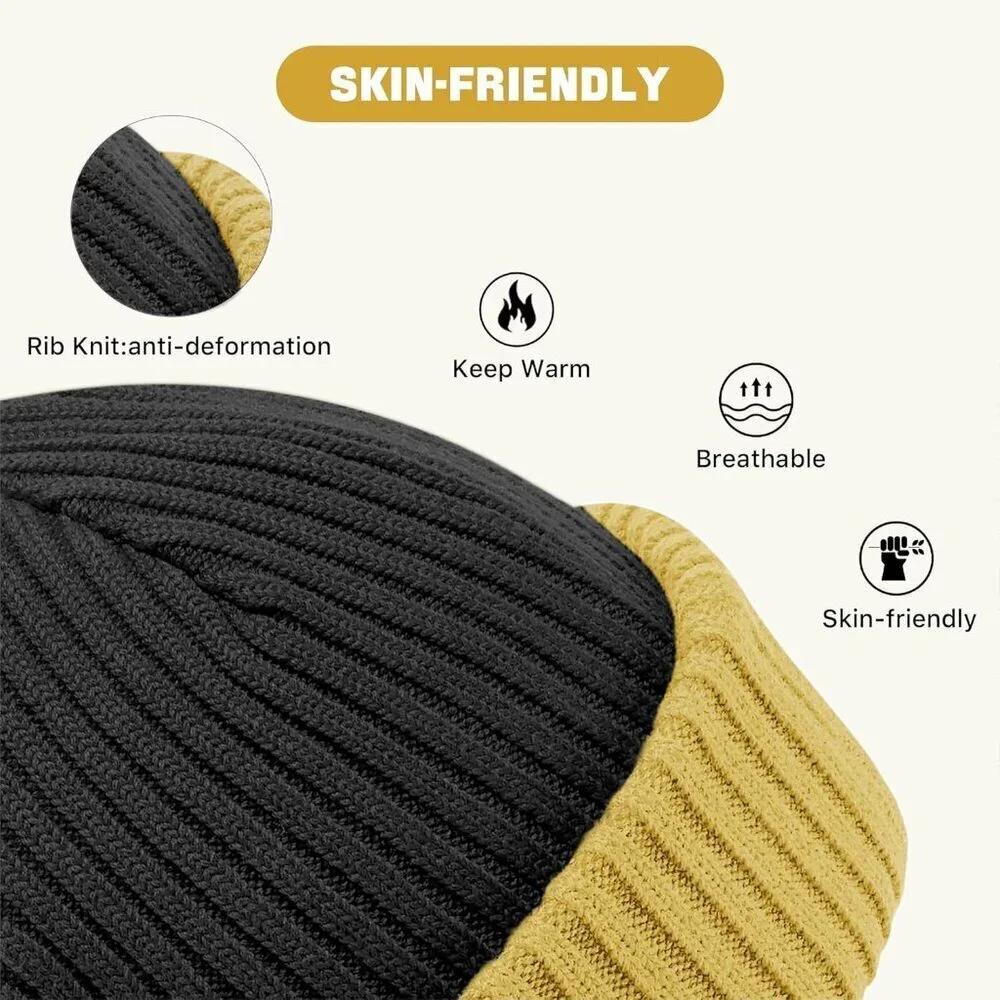 Men's Black Yellow Balaclava Ski Mask Beanie Ski Face Mask Winter Warm Skull Cap